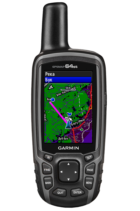GPSmap 64st - кнопочный навигатор с топокартой, внешней антенной, электронным компасом и барометром