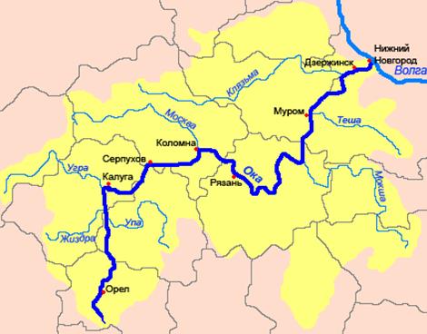 Карта глубин реки Ока