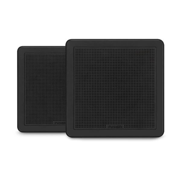 Fusion® FM Series Marine Speakers – квадратные черные морские динамики 7.7" 200 Вт с монтажом заподлицо