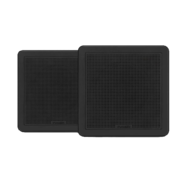 Fusion® FM Series Marine Speakers – квадратные черные морские динамики 6.5" 120 Вт с монтажом заподлицо