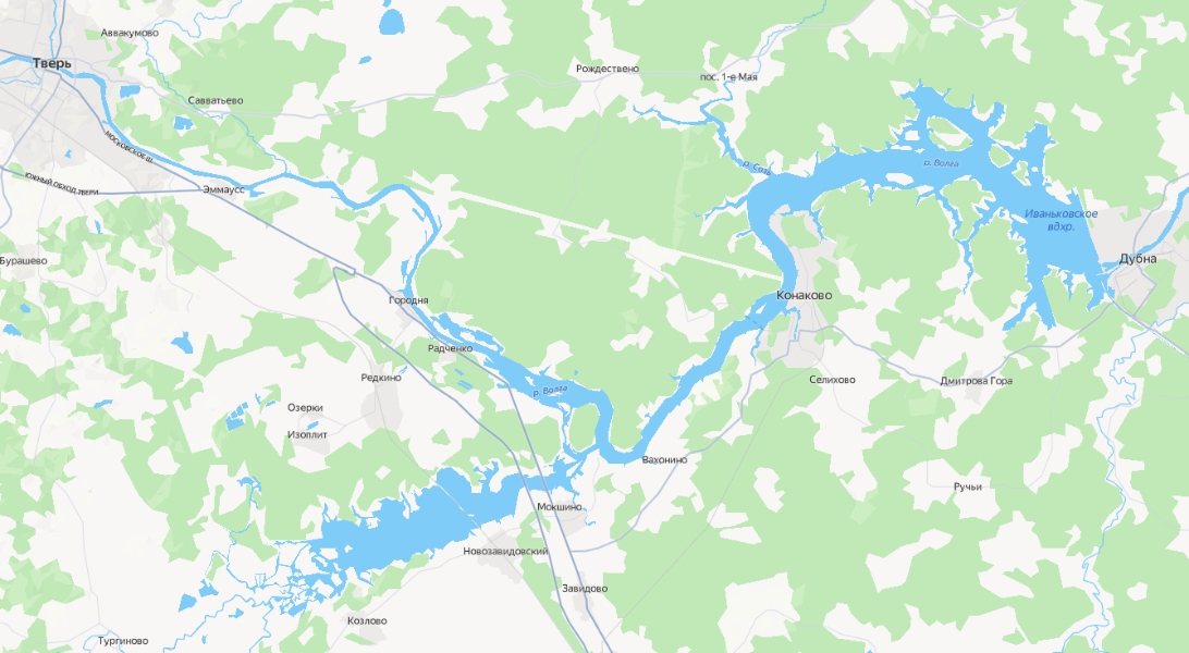 Карта глубин Иваньковского водохранилища